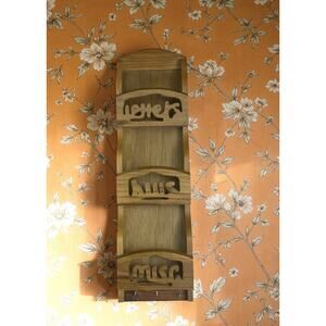 Vintage Wooden Wall Mail Organizer – Letters, Bills & Misc 3422-C